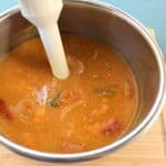 Use hand blender to make soup smooth and creamy