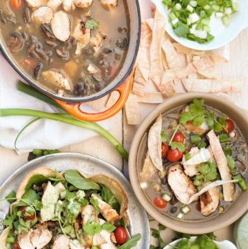 Grilled Chicken Tortilla Soup with salad
